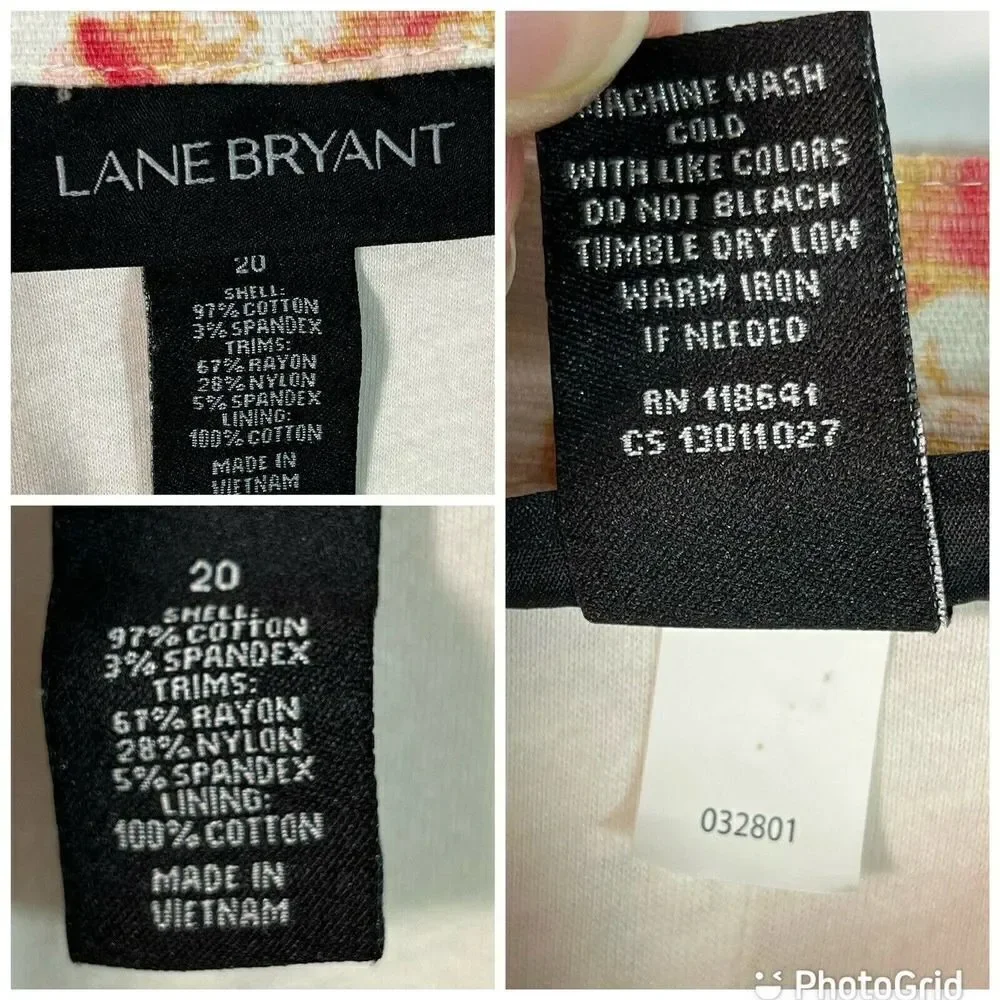 Lane Bryant Plus Size 20 Floral Moto Jacket Full Zip Pockets Ivory‎ Green